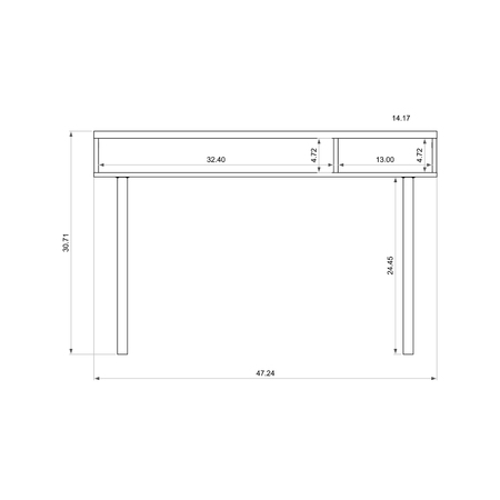 Manhattan Comfort Rectangle Windsor 47.24 Console Accent Table in Off White and Nature, 47.24 W, 14.17 L, 30.71 H 4LC1